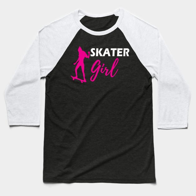 Skateboarder Girl - Skater Girl w Baseball T-Shirt by KC Happy Shop